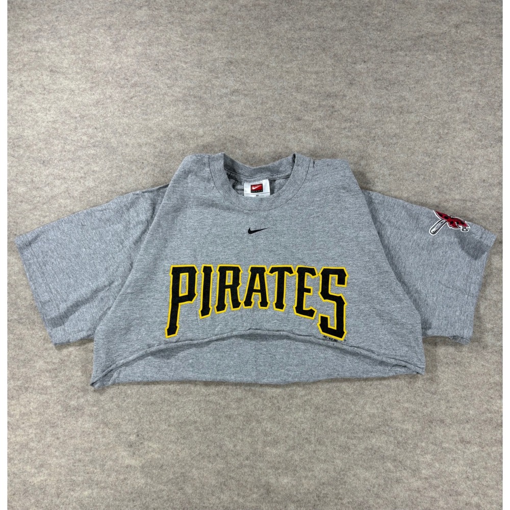 Nike Y2K Pittsburgh Pirates Gray Cropped T-Shirt Womens Medium MLB Streetwear